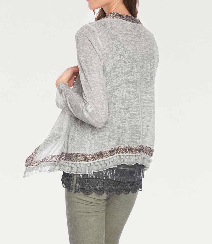 Linea Tesini Damen Designer-Jacke mit Pailletten, grau