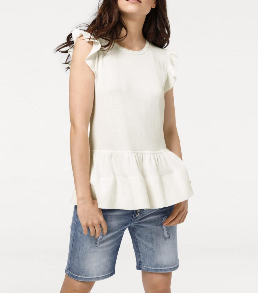 Heine - Best Connections Damen Volant-Strickpullover, ecru