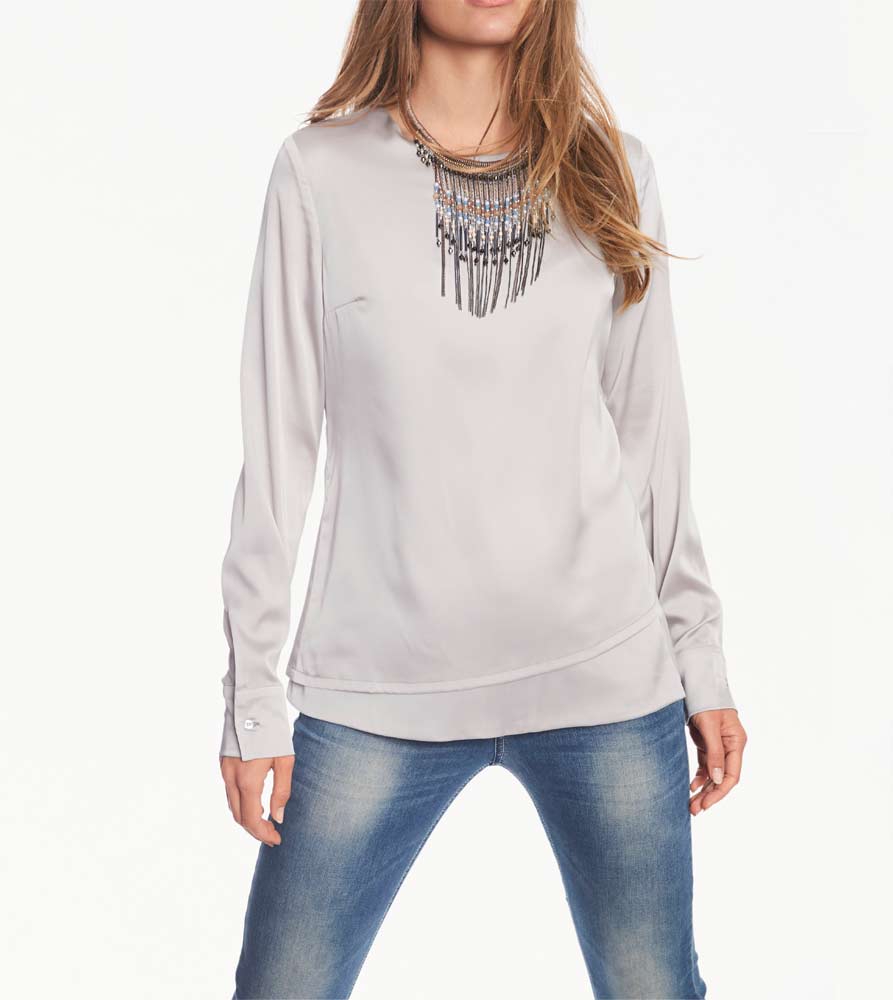 Rick Cardona Damen Designer-Blusenshirt, grau