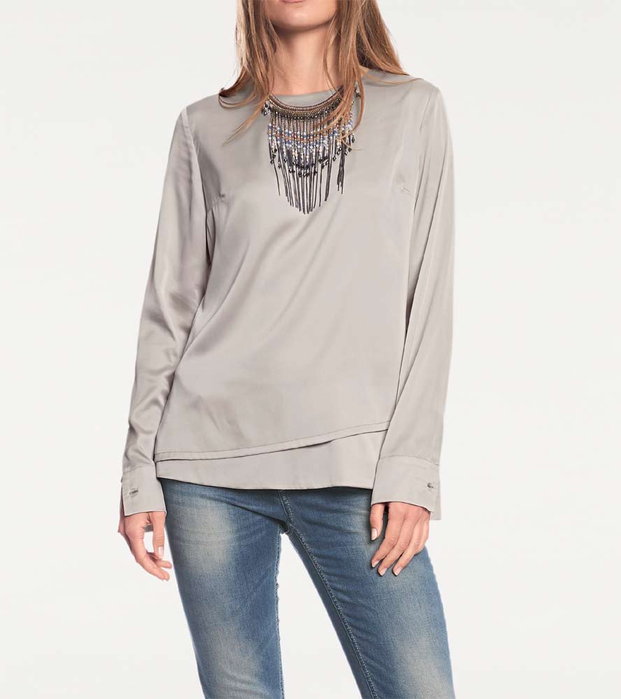 Rick Cardona Damen Designer-Blusenshirt, grau
