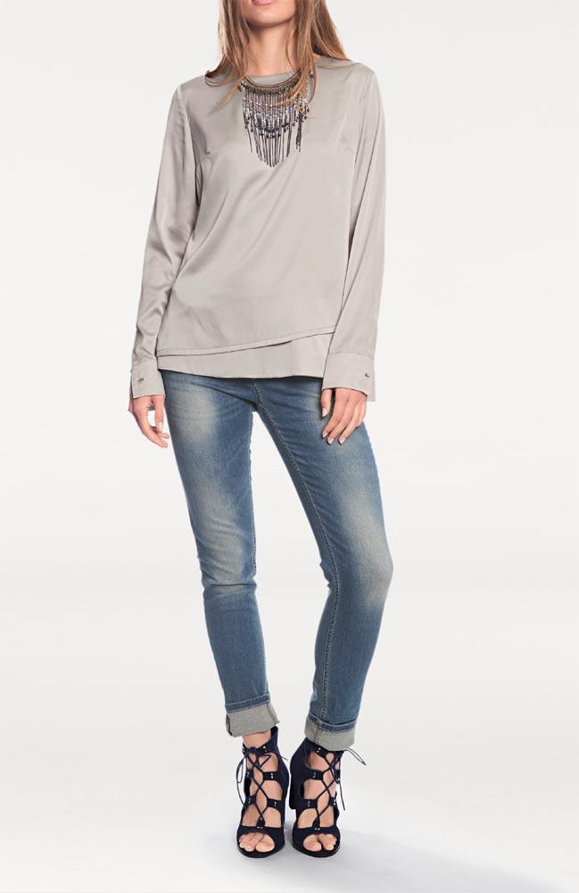 Rick Cardona Damen Designer-Blusenshirt, grau