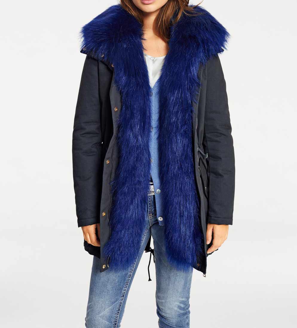 Heine - Best Connections Damen 2-in-1-Parka mit Webpelz+Weste, graublau