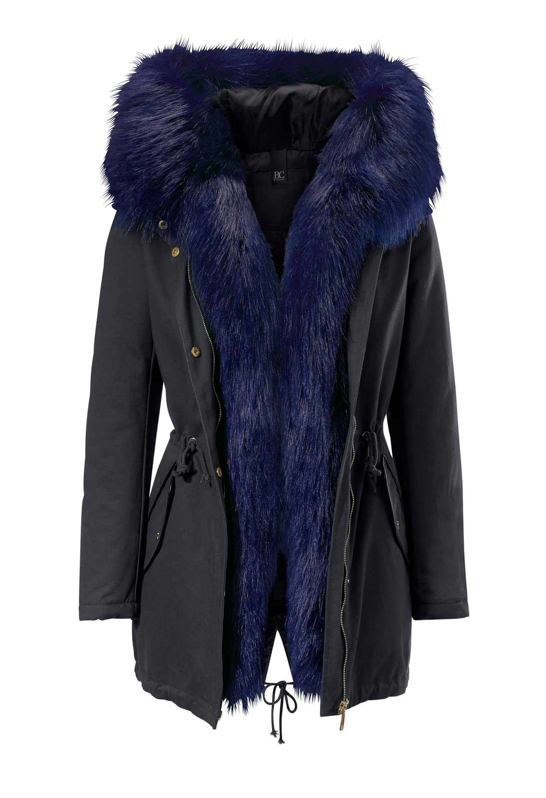 Heine - Best Connections Damen 2-in-1-Parka mit Webpelz+Weste, graublau