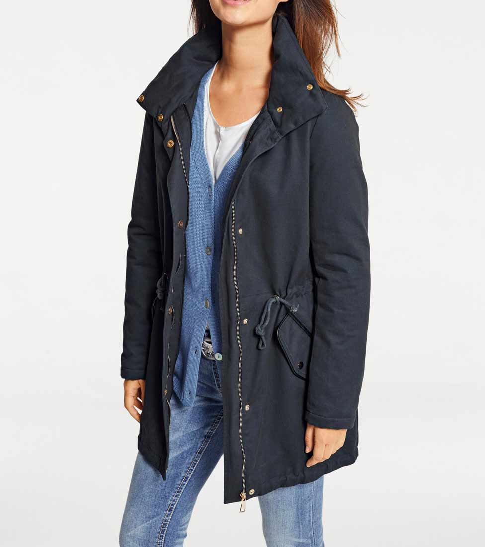 Heine - Best Connections Damen 2-in-1-Parka mit Webpelz+Weste, graublau