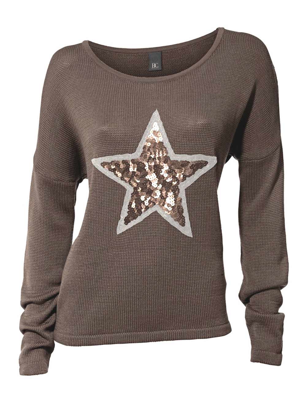 Heine - Best Connections Damen Pullover mit Pailleten, taupe