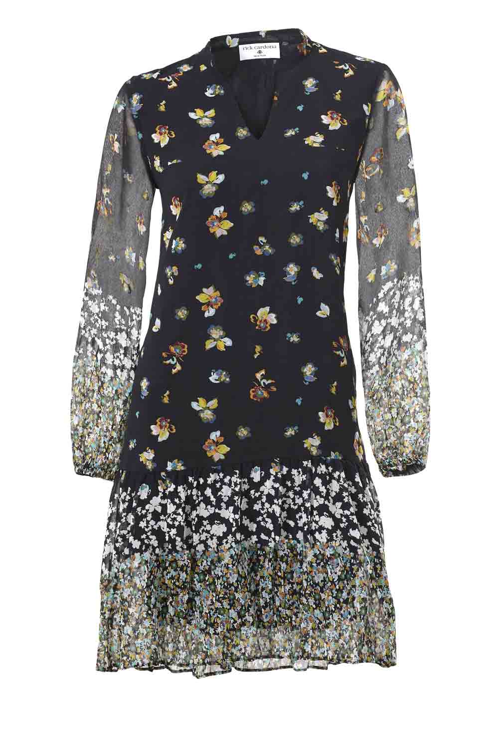 Rick Cardona Damen Designer-Druckkleid, schwarz-bunt