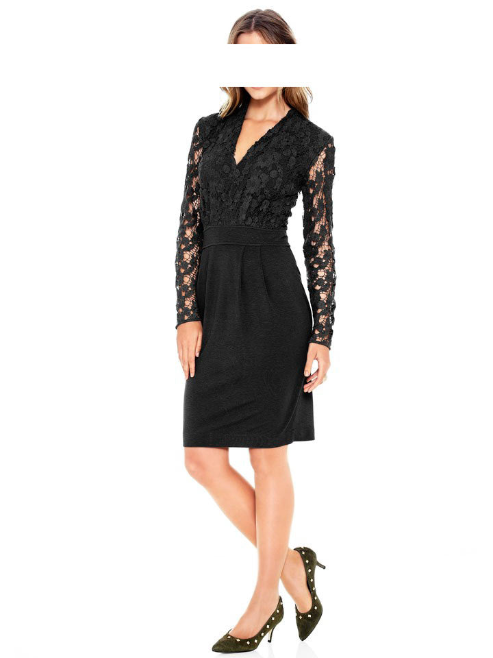 Heine - Best Connections Damen Kleid mit Spitze, schwarz