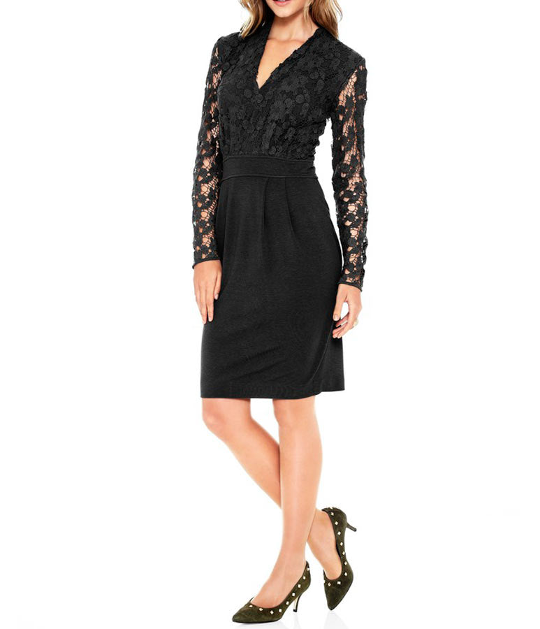 Heine - Best Connections Damen Kleid mit Spitze, schwarz
