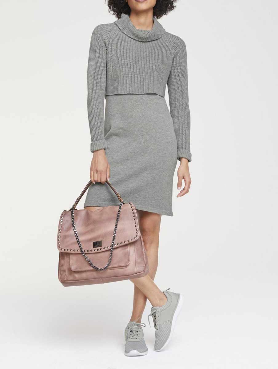 HEINE - BEST CONNECTIONS Damen 2-in-1-Strickkleid, grau