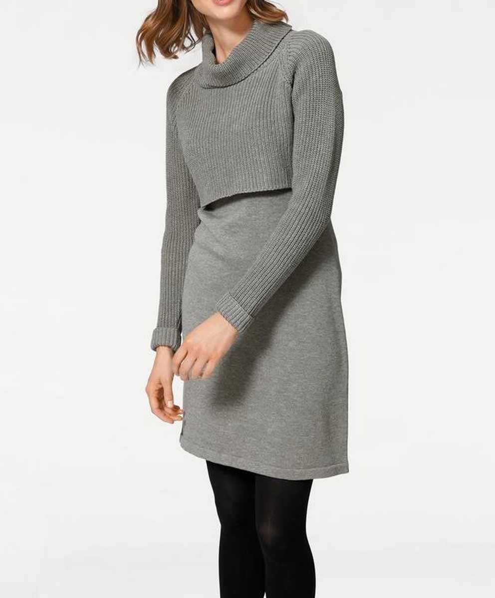 HEINE - BEST CONNECTIONS Damen 2-in-1-Strickkleid, grau