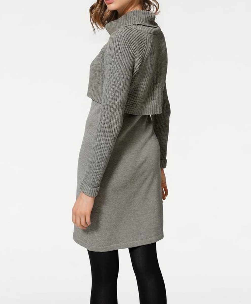 HEINE - BEST CONNECTIONS Damen 2-in-1-Strickkleid, grau