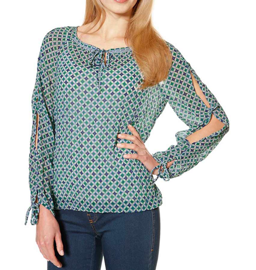 Heine Damen Chiffonbluse, grün-bunt