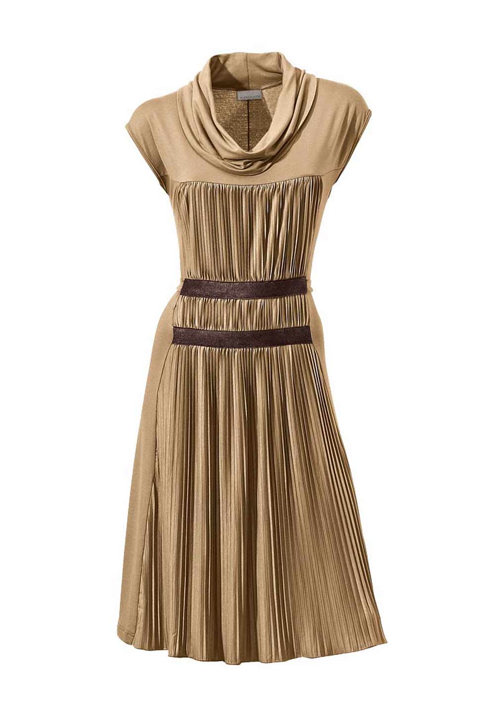 Mandarin Damen Jerseykleid, cognac