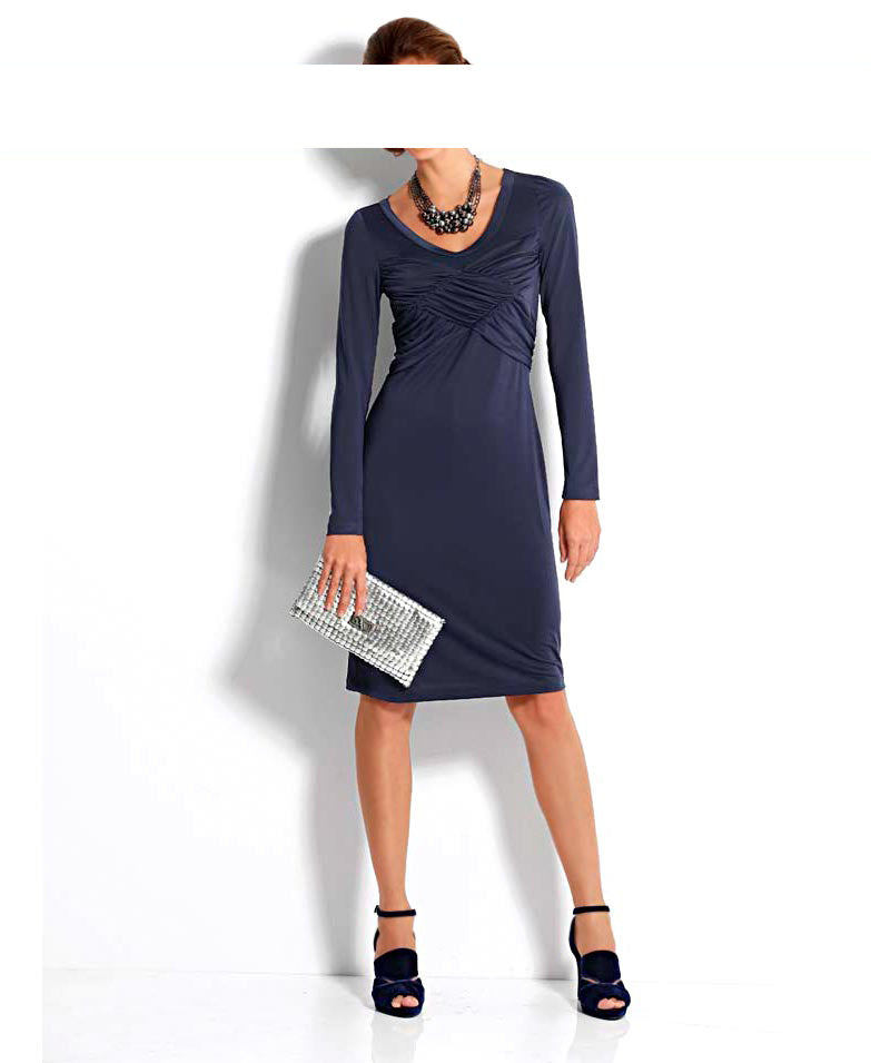 Heine Damen Drapé-Kleid, nachtblau