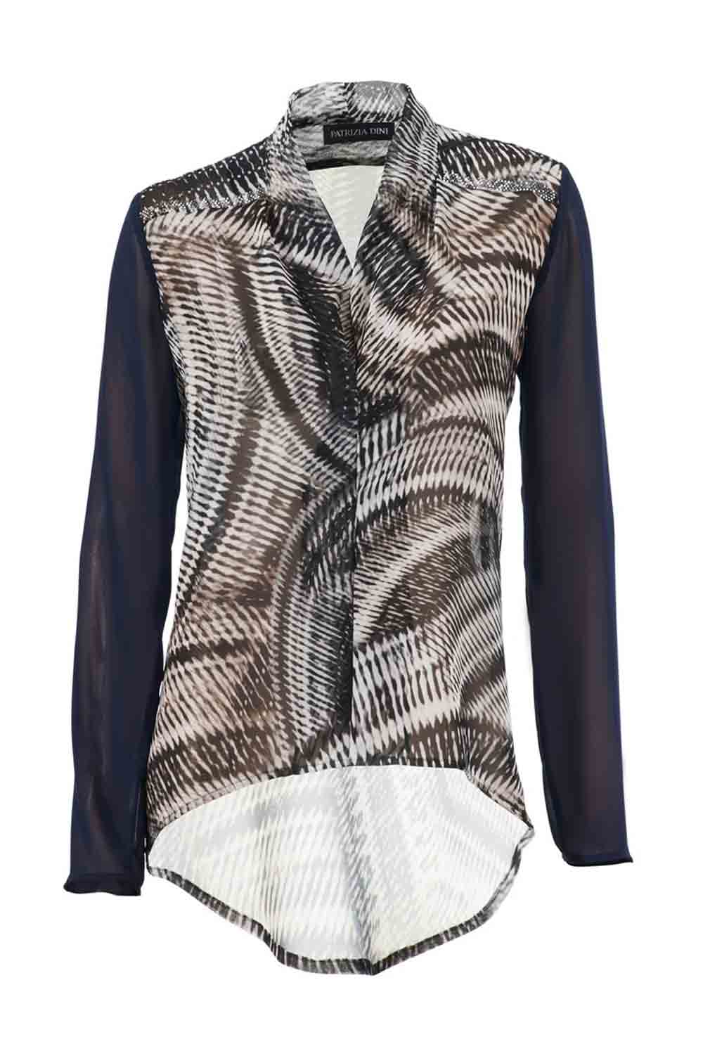 Patrizia Dini Damen Designer-Chiffontunika, blau-bunt