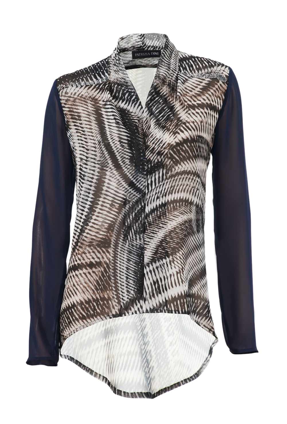 Patrizia Dini Damen Designer-Chiffontunika, blau-bunt