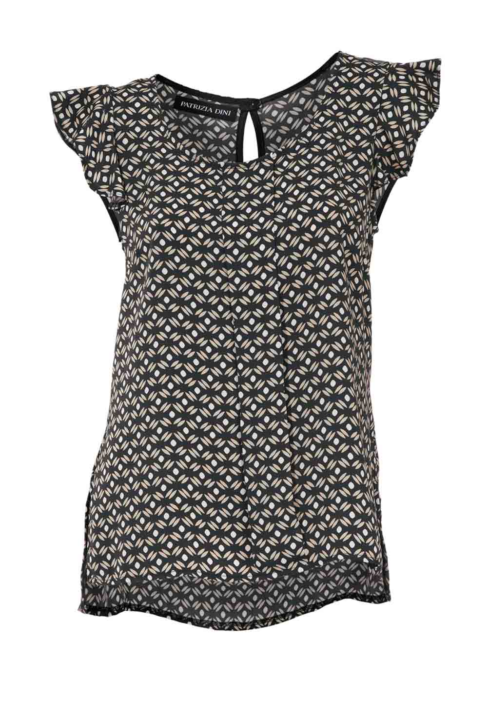 Patrizia Dini Damen Designer-Druckbluse, schwarz-beige