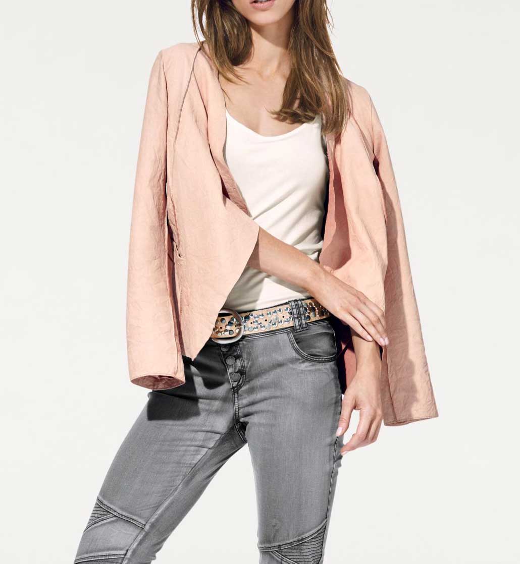 Heine - Best Connections Damen Lammnappalederjacke, rosé
