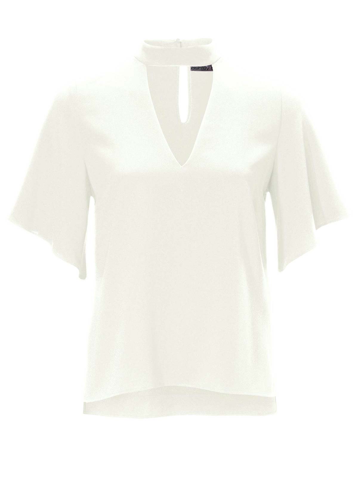 Ashley Brooke Damen Designer-Bluse mit Cut-Out, offwhite