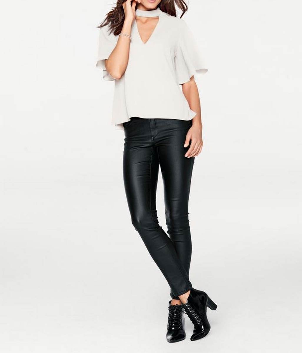 Ashley Brooke Damen Designer-Bluse mit Cut-Out, offwhite