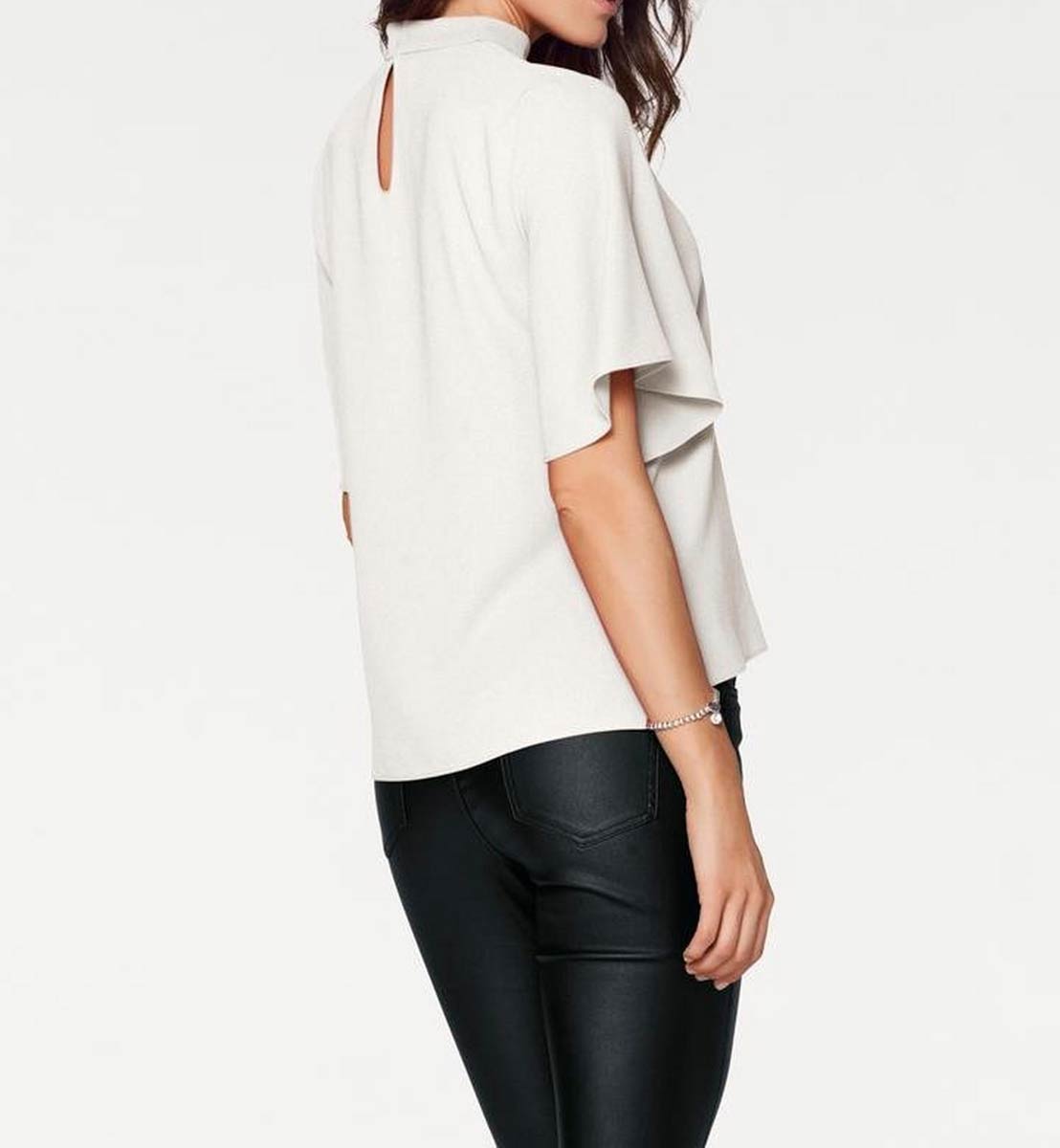 Ashley Brooke Damen Designer-Bluse mit Cut-Out, offwhite