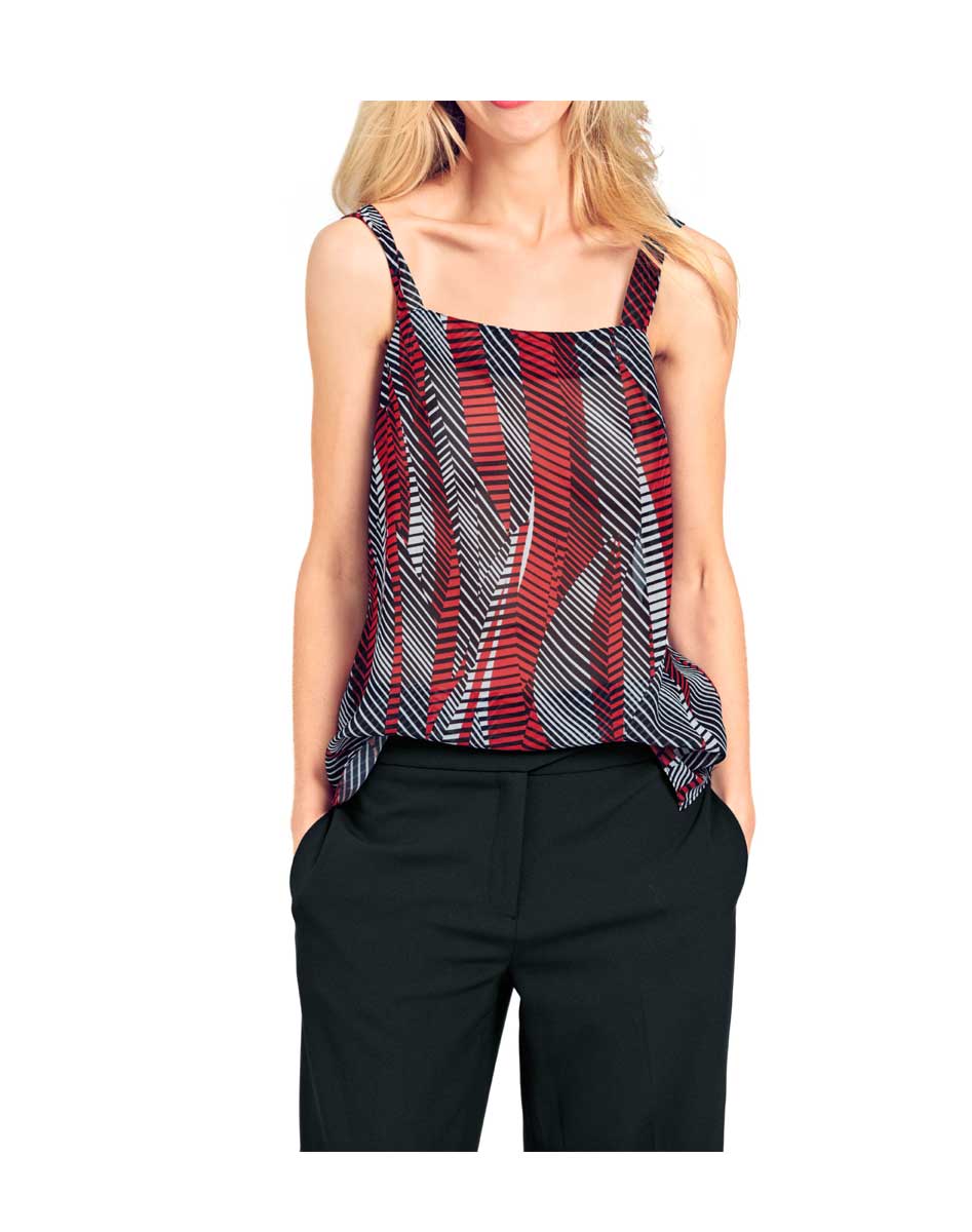 Heine - Best Connections Damen Drucktop, schwarz-rot
