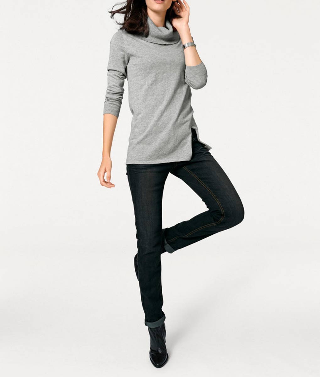 Patrizia Dini Damen Designer-Rollkragenpullover, grau
