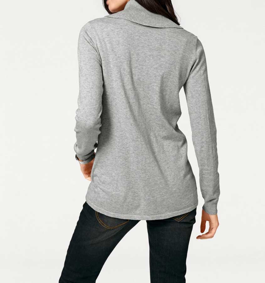 Patrizia Dini Damen Designer-Rollkragenpullover, grau