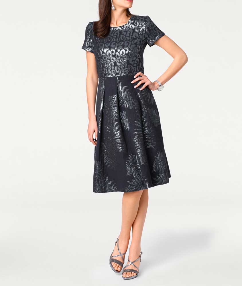 Ashley Brooke Damen Designer-Jacquardkleid, blau