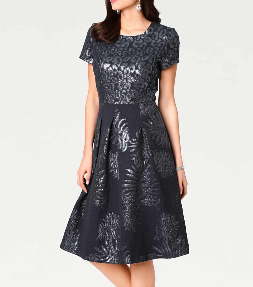 Ashley Brooke Damen Designer-Jacquardkleid, blau