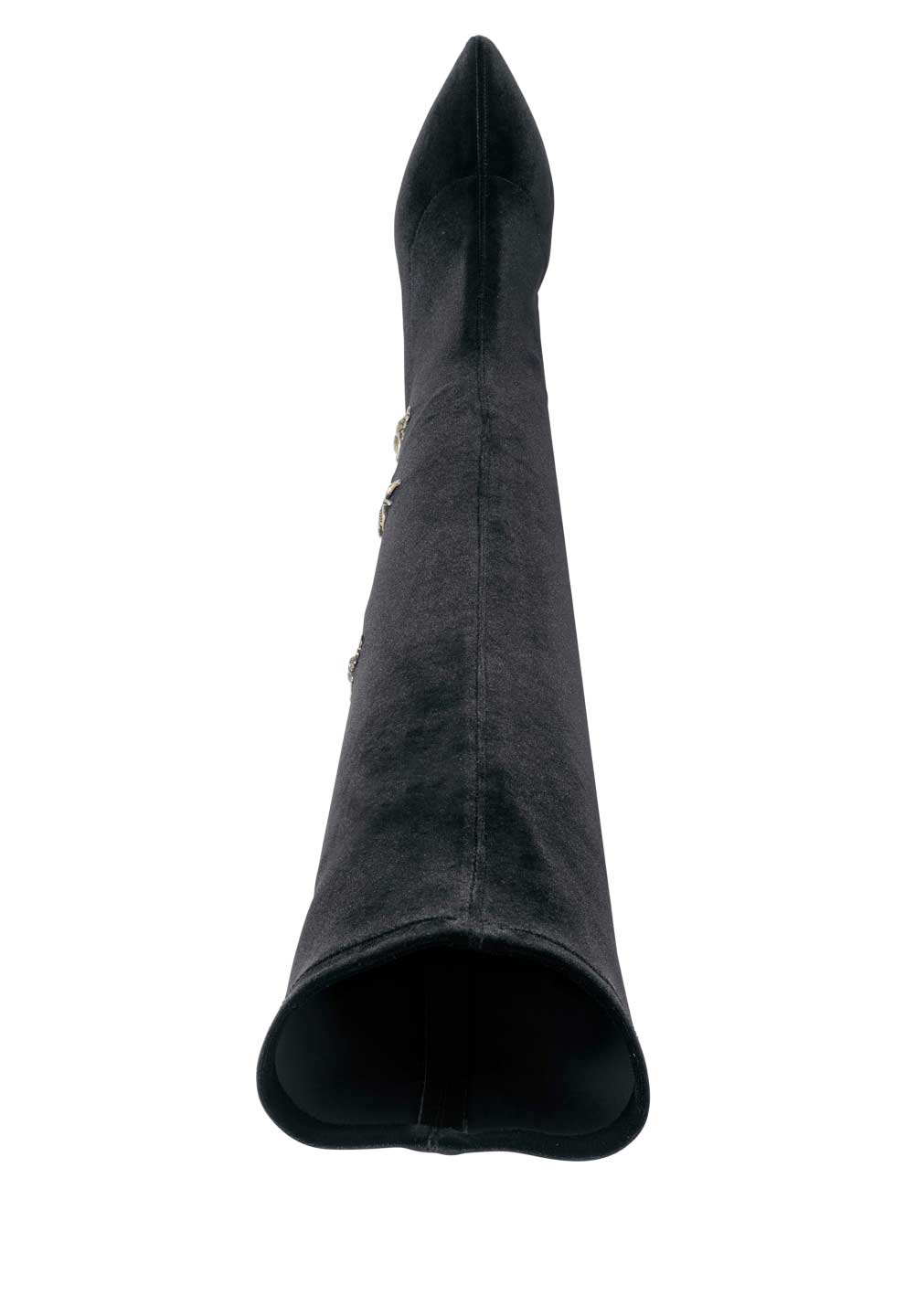 Heine Damen Samt-Overkneestiefel, schwarz