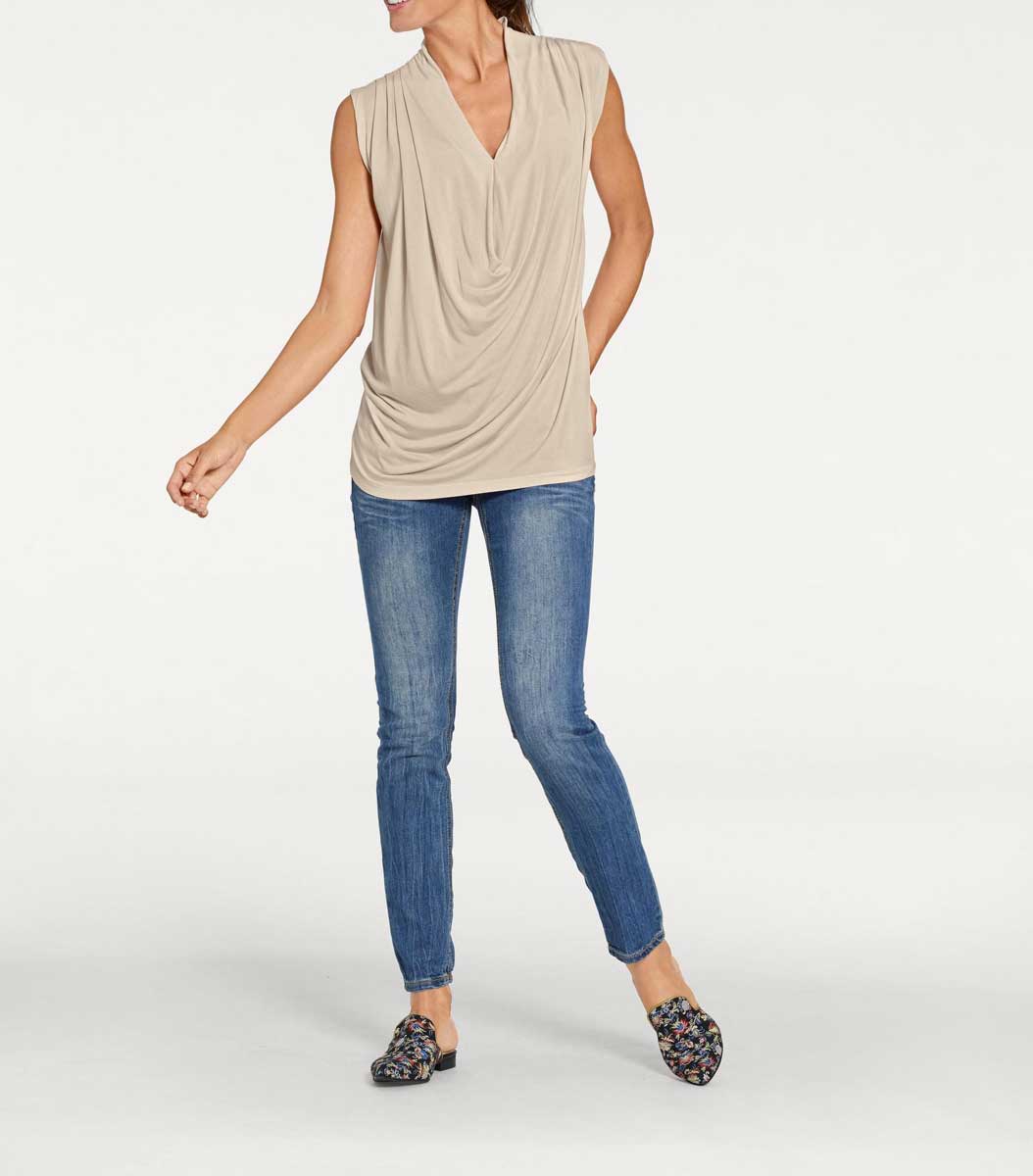 Patrizia Dini Damen Designer-Wasserfallshirt, sand