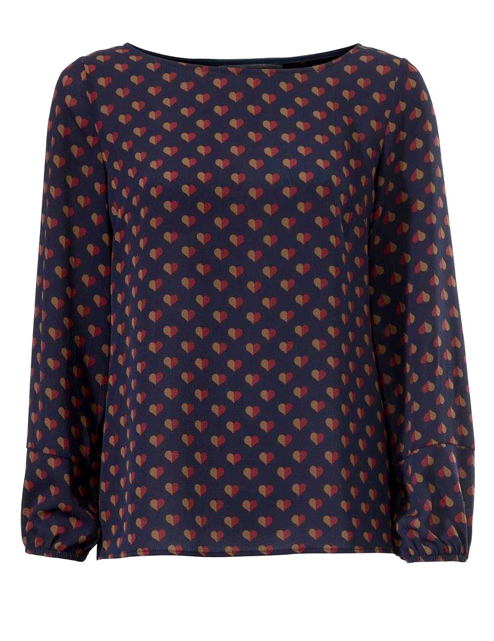 Ashley Brooke Damen Designer-Druckbluse, marine-bordeaux