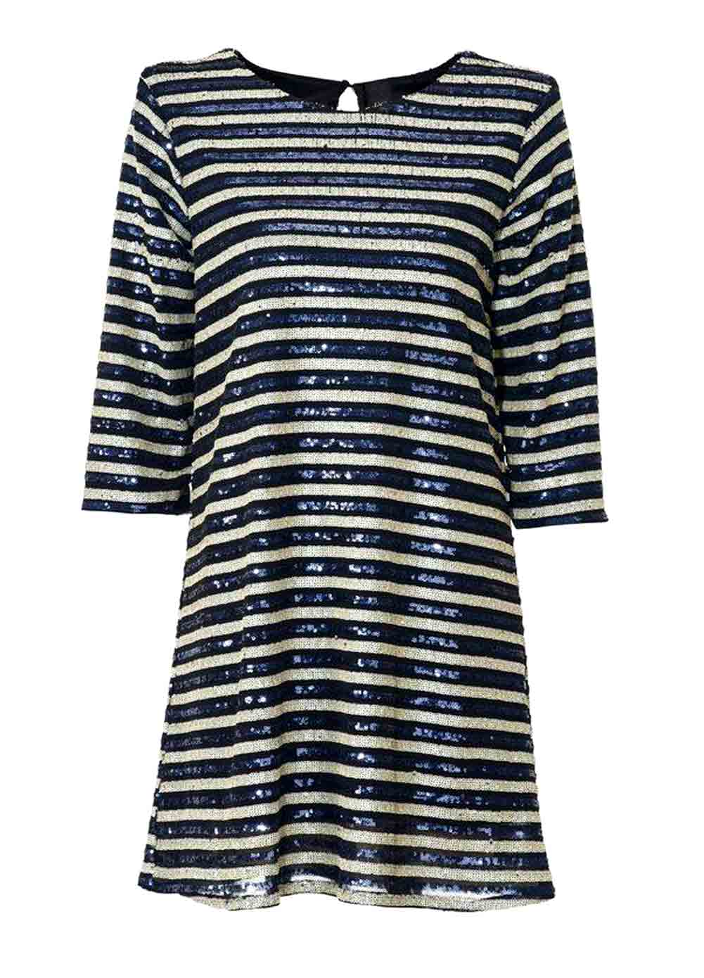 Heine - Best Connections Damen Paillettenkleid, nachtblau-ecru
