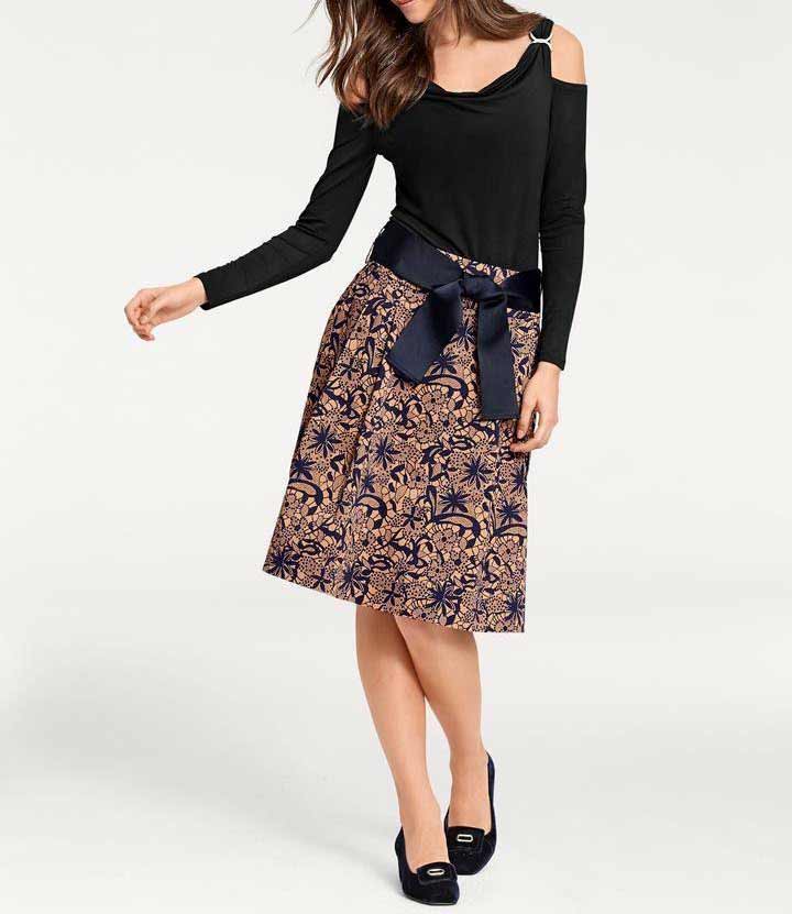 Ashley Brooke Damen Designer-Wasserfallshirt, schwarz