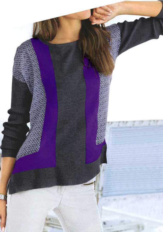 Heine Damen Pullover, grau-lila