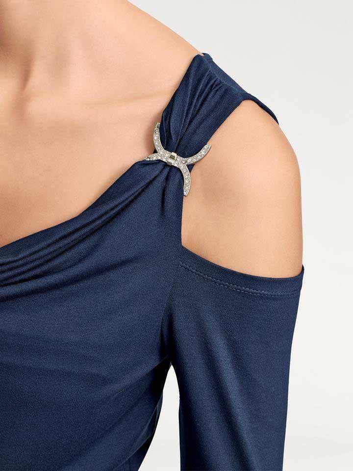 Ashley Brooke Damen Designer-Wasserfallshirt, marine