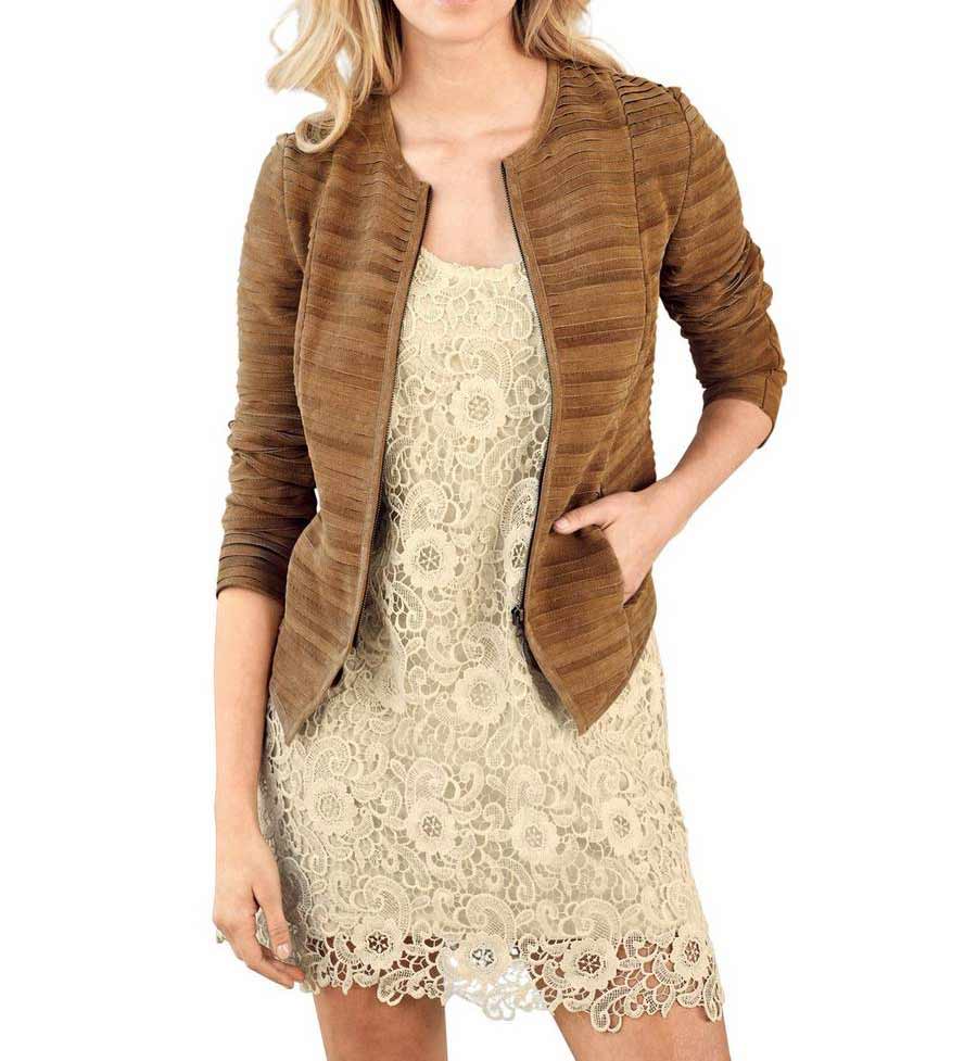 Rick Cardona Damen Designer-Lederjacke, cognac
