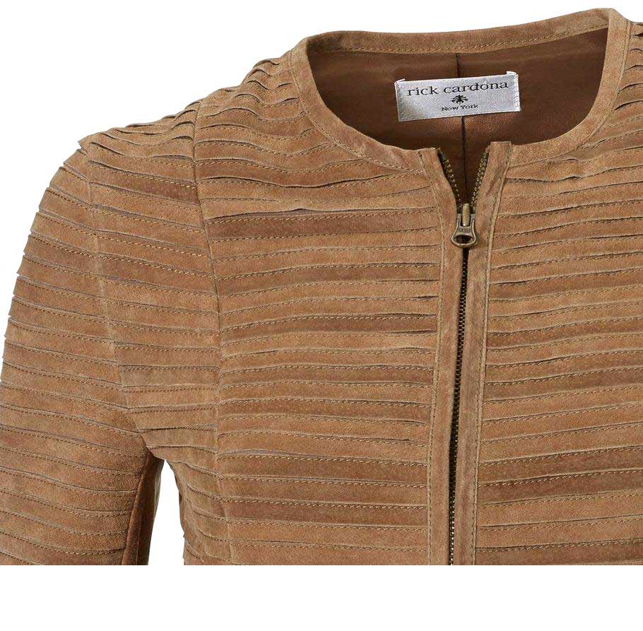 Rick Cardona Damen Designer-Lederjacke, cognac