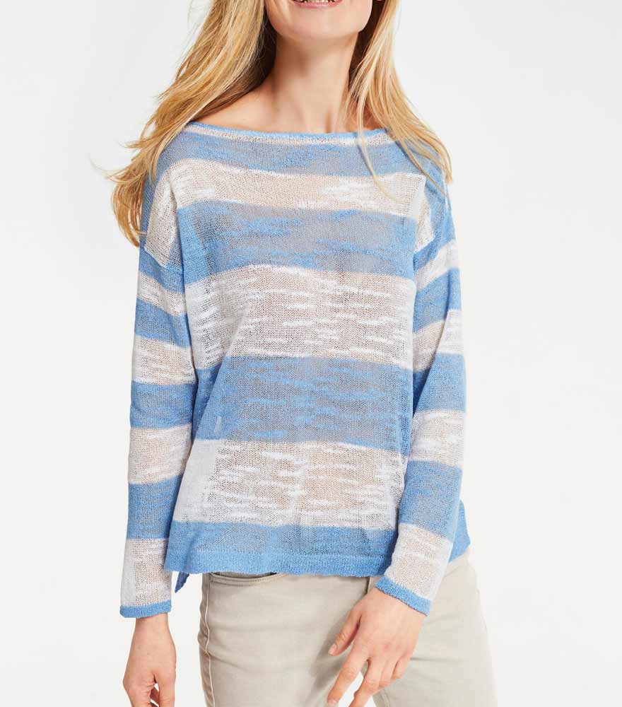 Heine - Best Connections Damen Pullover, blau-ecru