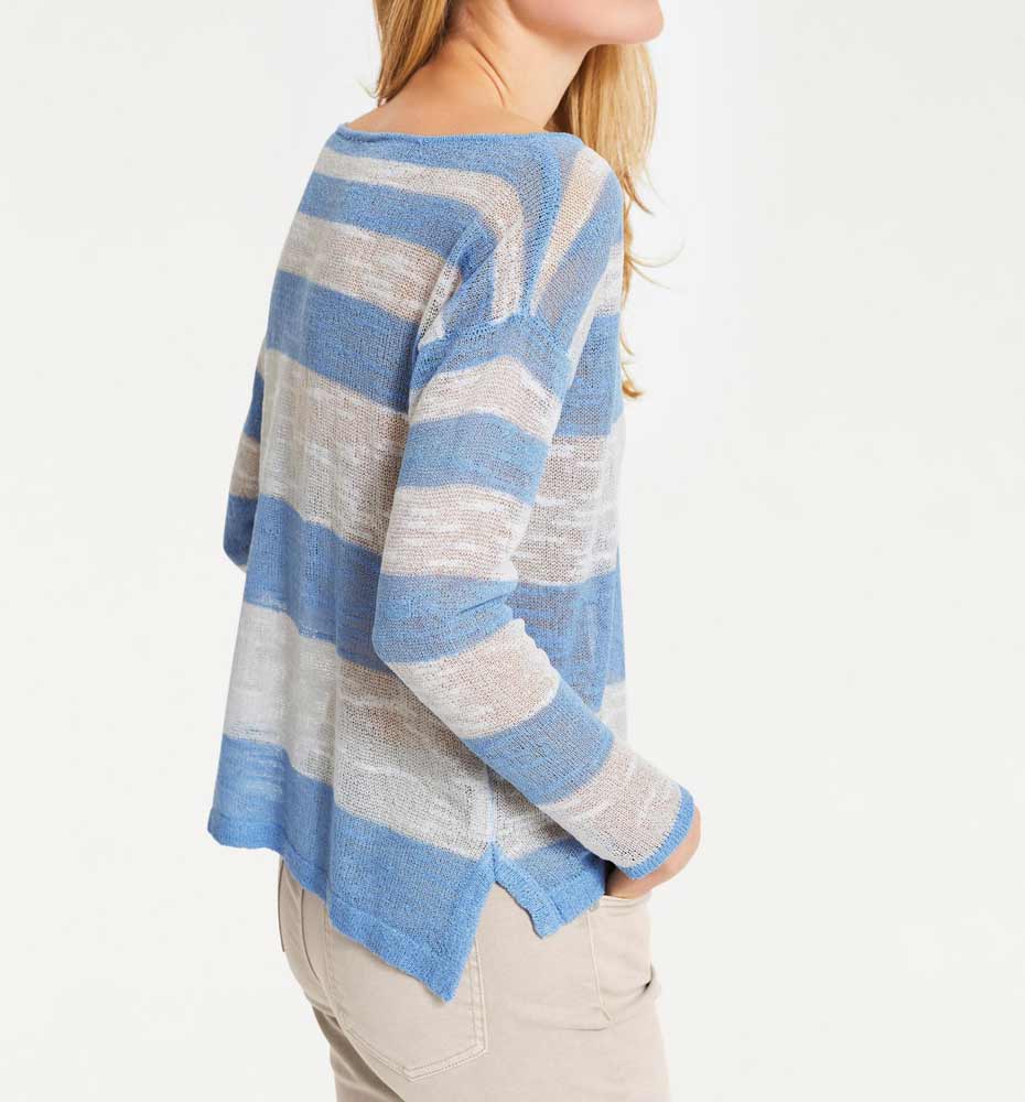 Heine - Best Connections Damen Pullover, blau-ecru