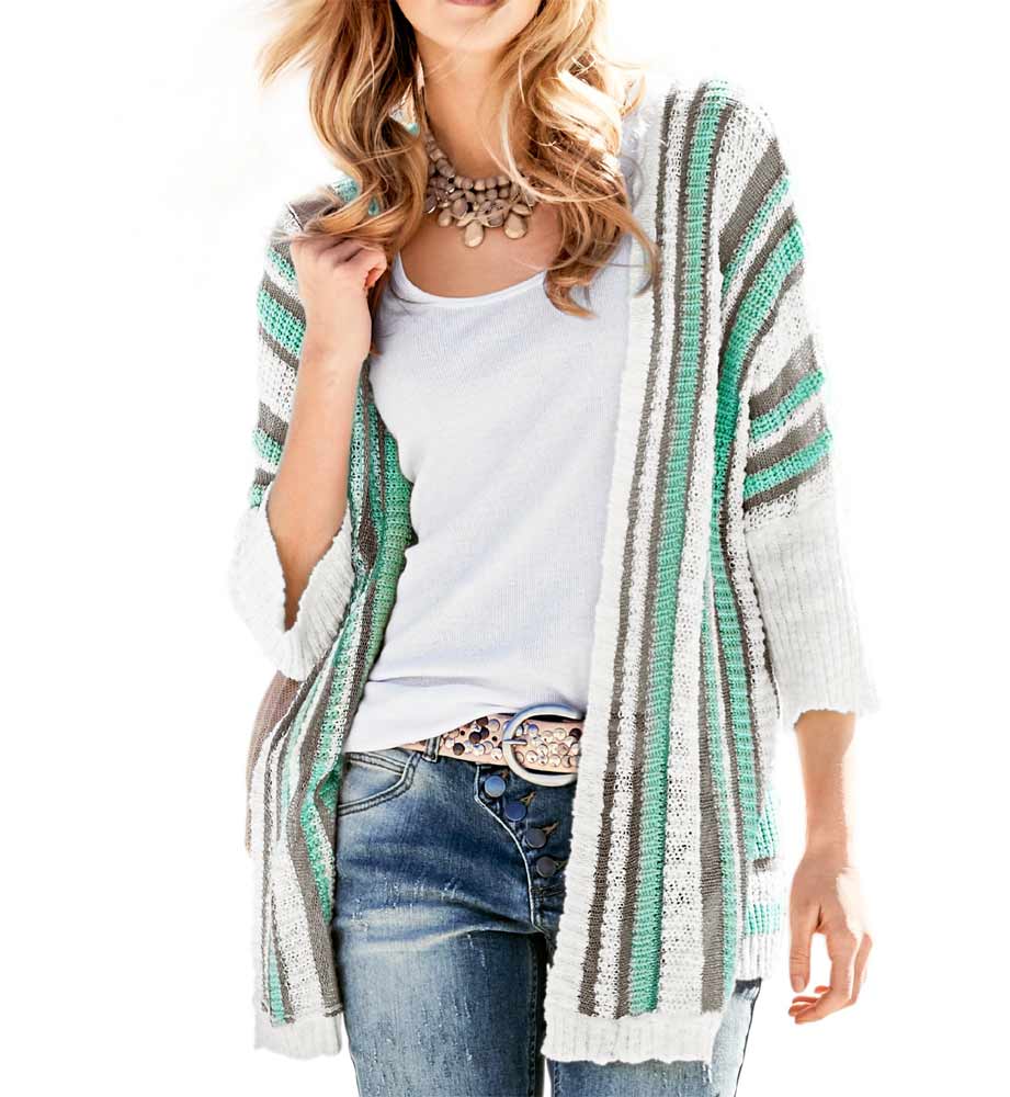 Heine - Best Connections Damen Cardigan,ecru-silber-mint