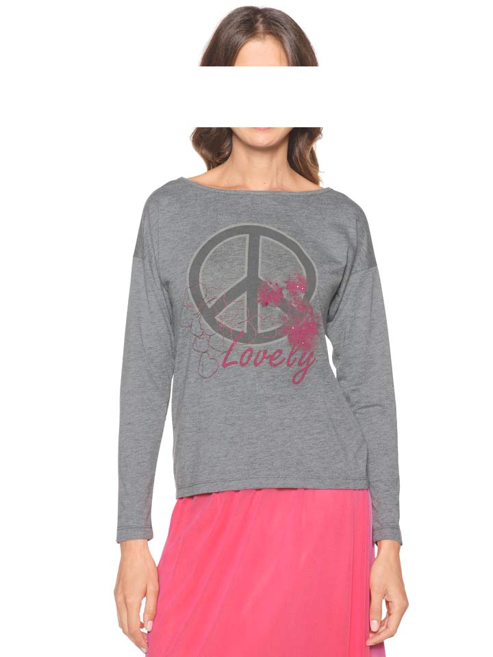 Heine Damen Shirt mit Druck, grau