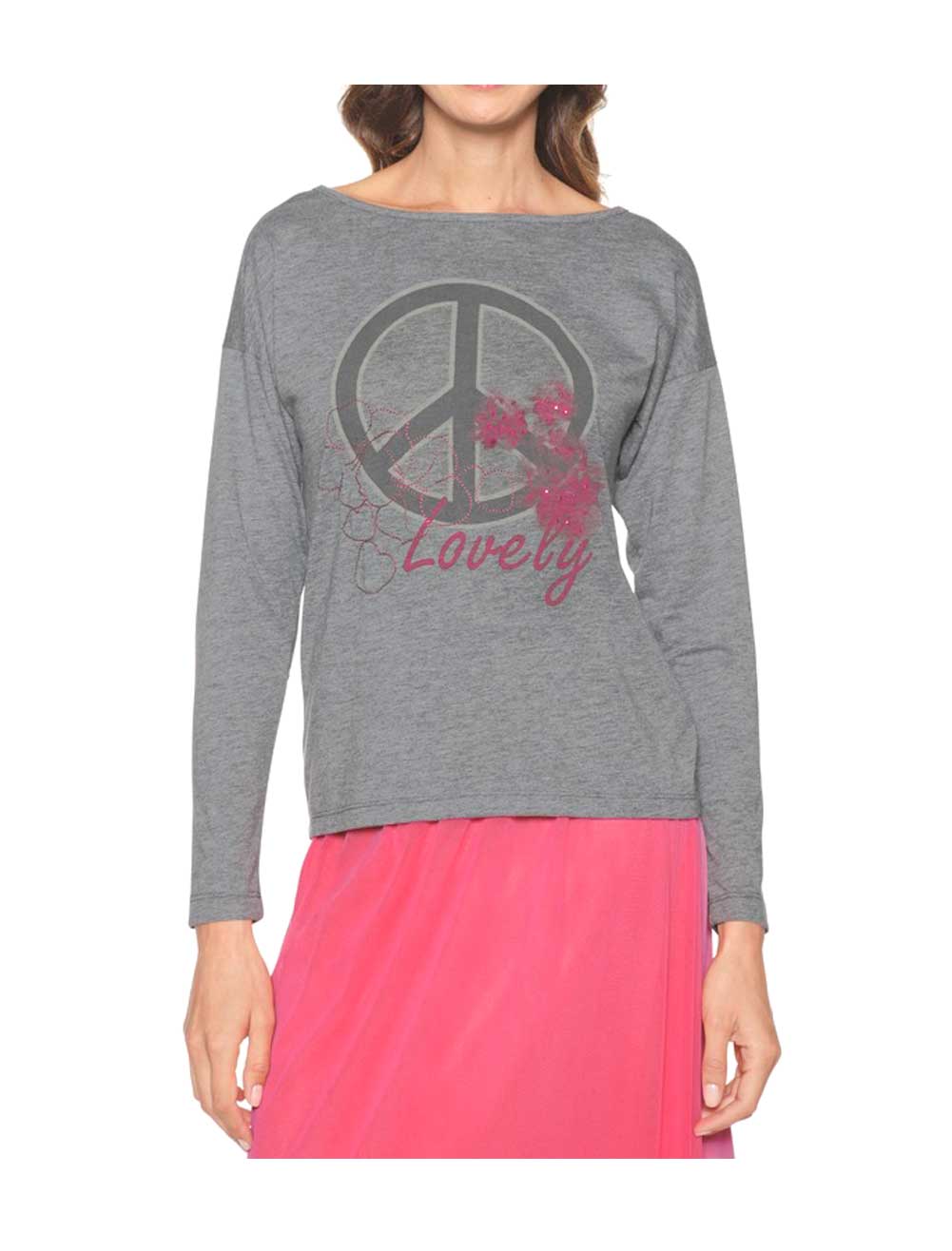 Heine Damen Shirt mit Druck, grau