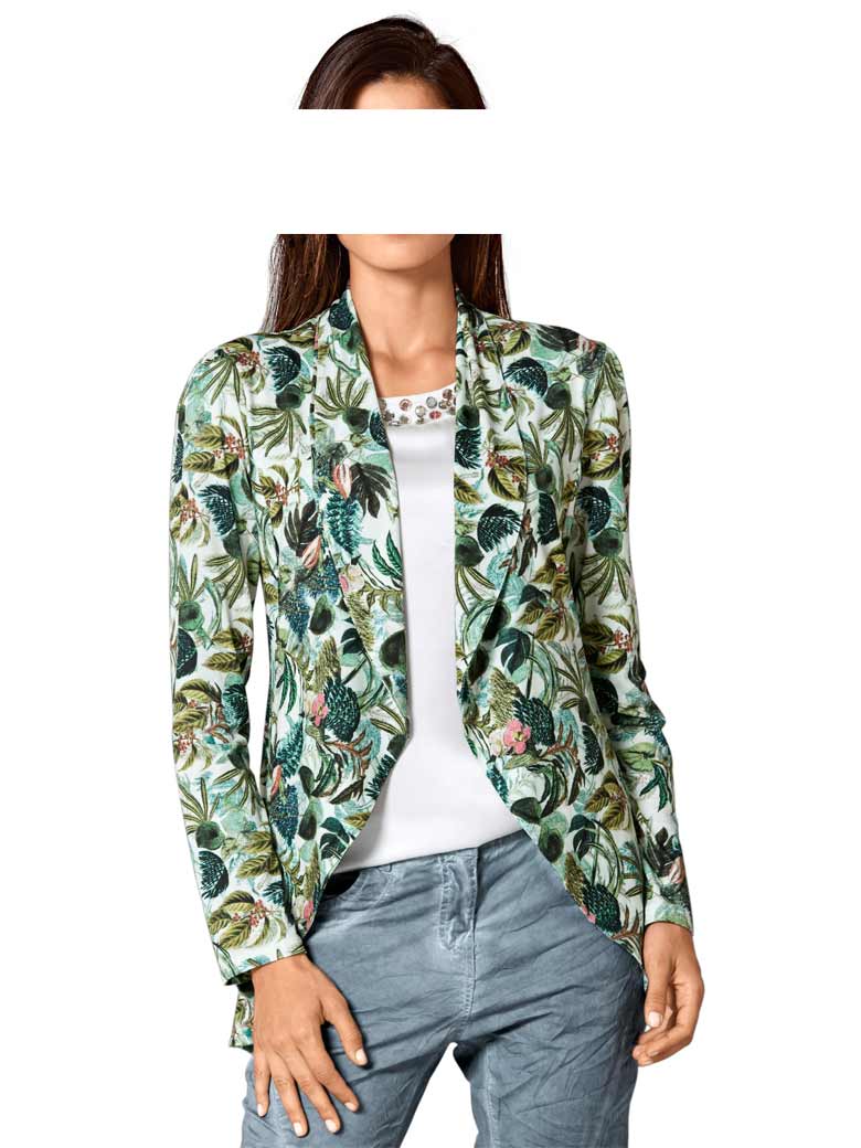 Heine Damen Jerseyjacke, grün-bunt