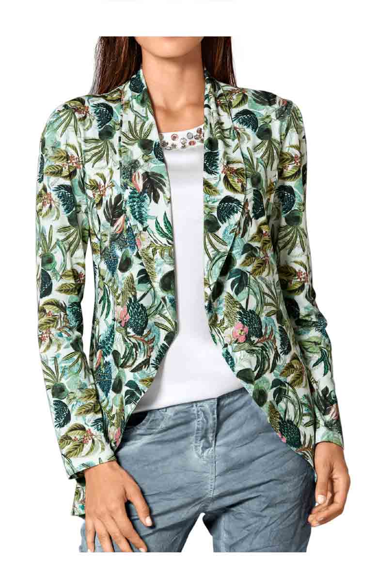 Heine Damen Jerseyjacke, grün-bunt