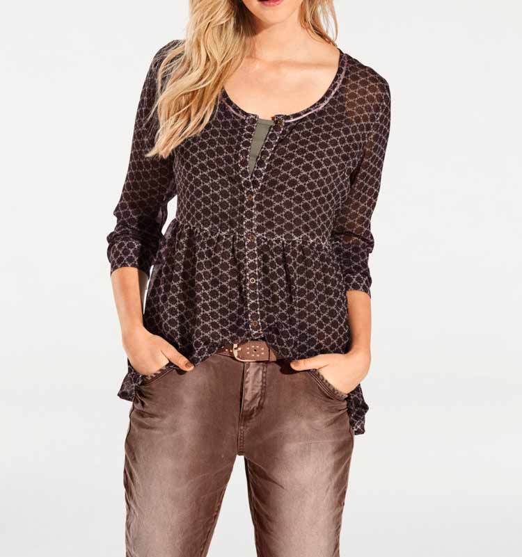 Heine - Best Connections Damen Druck-Chiffonbluse, mauve