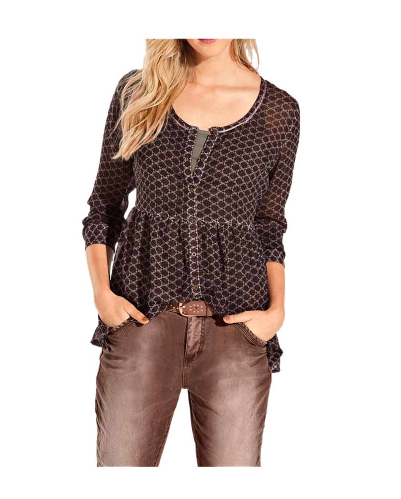 Heine - Best Connections Damen Druck-Chiffonbluse, mauve