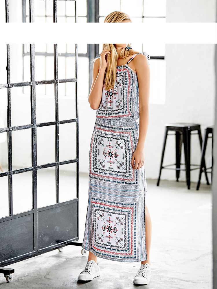 Rick Cardona Damen Designer-Maxikleid, weiß-bunt