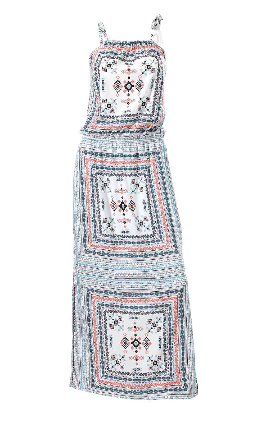 Rick Cardona Damen Designer-Maxikleid, weiß-bunt